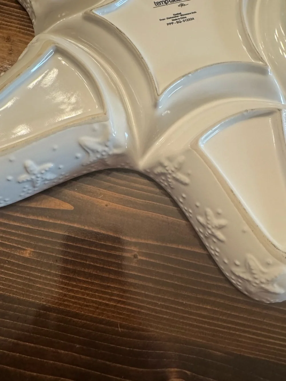 Temp-tations Knotical 14” White Divided Starfish Ceramic Serving Platter